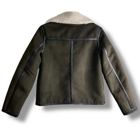 Aviator Bomber Jacket Coat Khaki Army Green Women’s Size XS - Picture 4 of 11